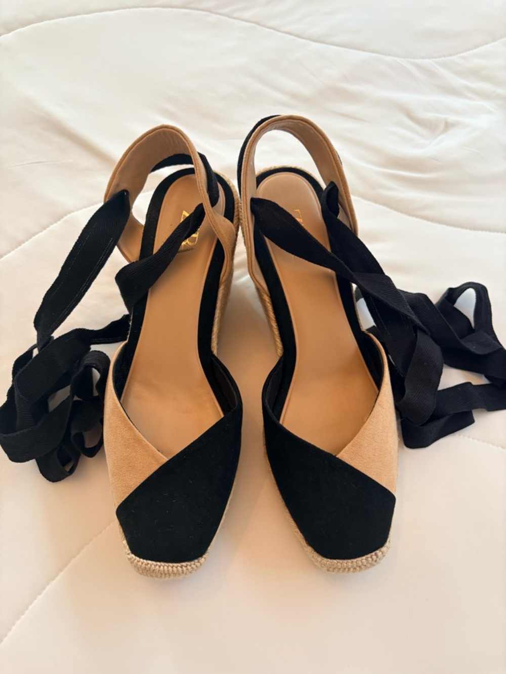 Zara Two-Tone Espadrille Wedge Sandals